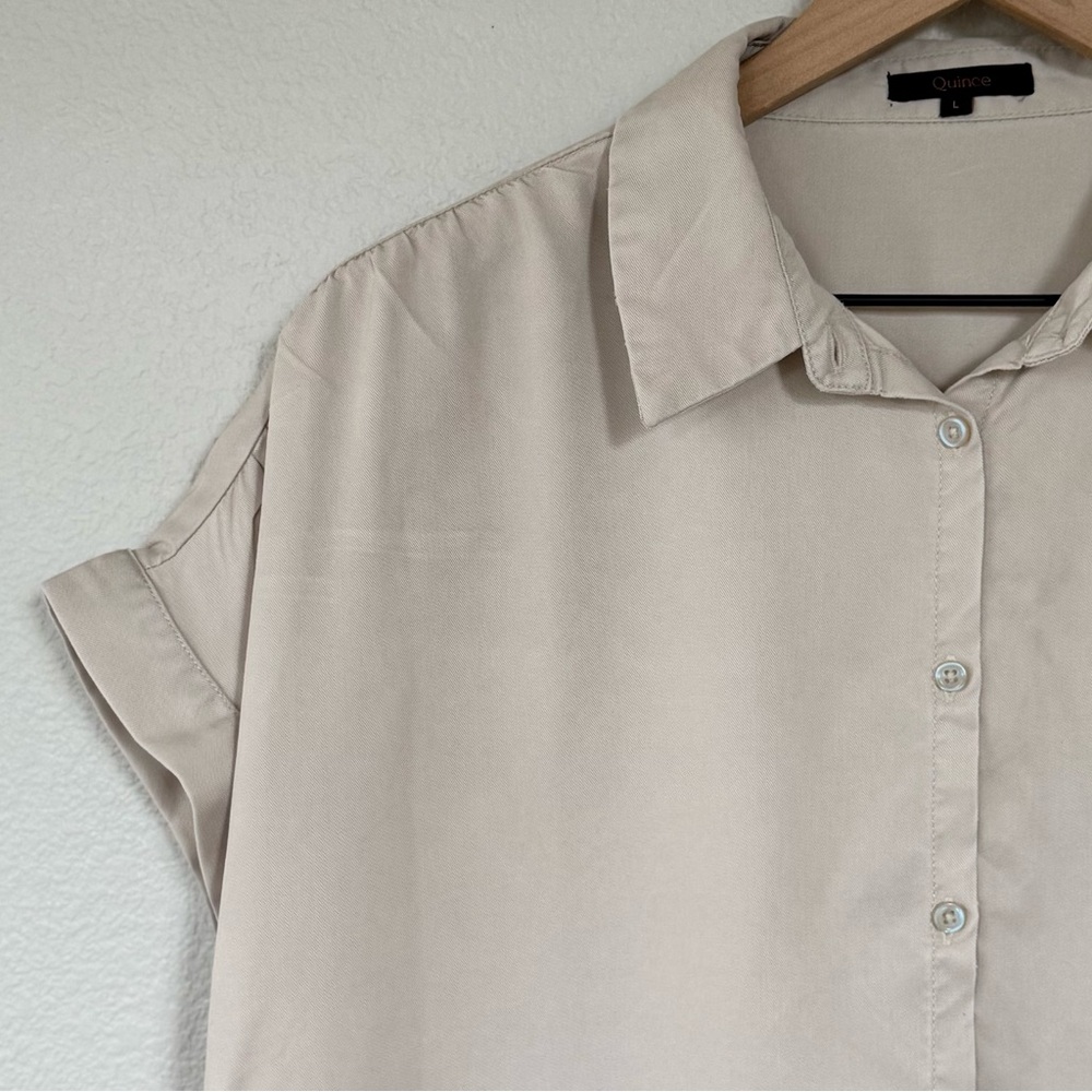 Quince Beige Short Sleeve Button-Down Shirt - Picture 2 of 13